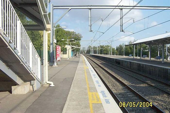 
The view looking south along platform 1 towards Strathfield.
