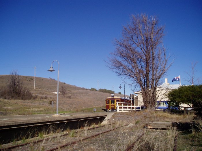 The rear of the up end of the station showing the two sidings behind the platform.