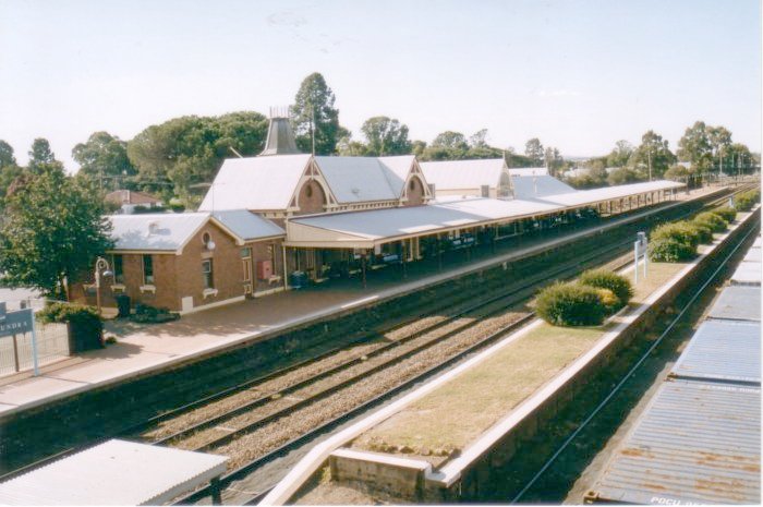 A contemporary view looking north from the footbridge towards the station.