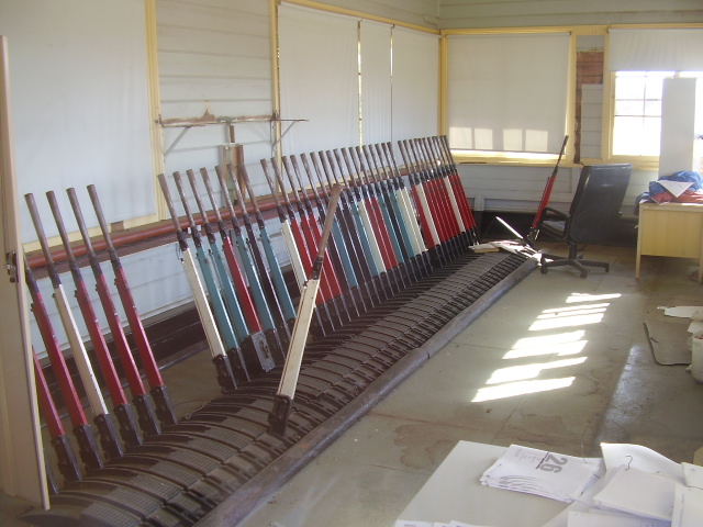 The interior of the signal box at Cootamundra West.