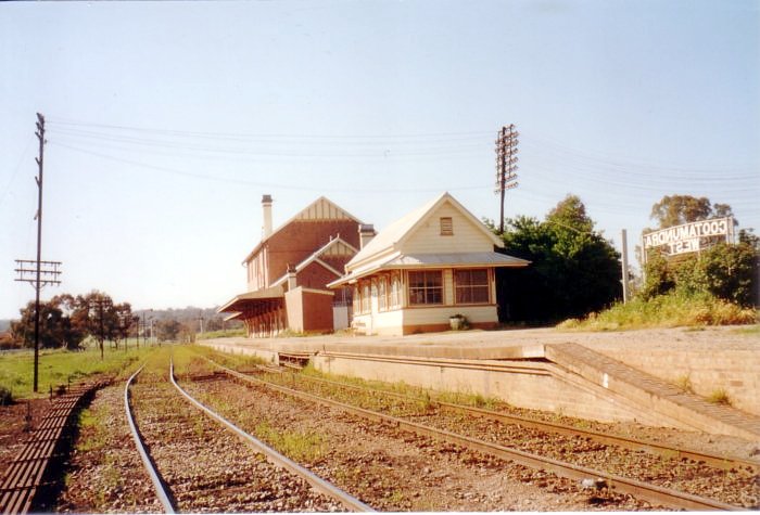 The view looking east towards the signal box on the platform.