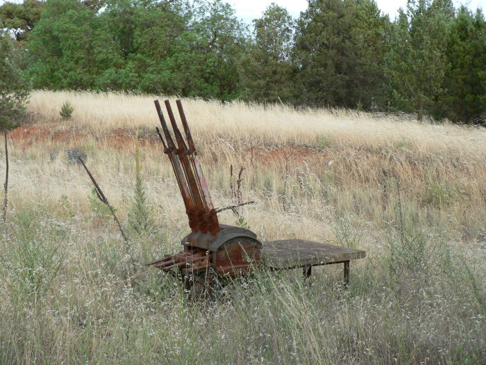 A three-lever frame within the yard.