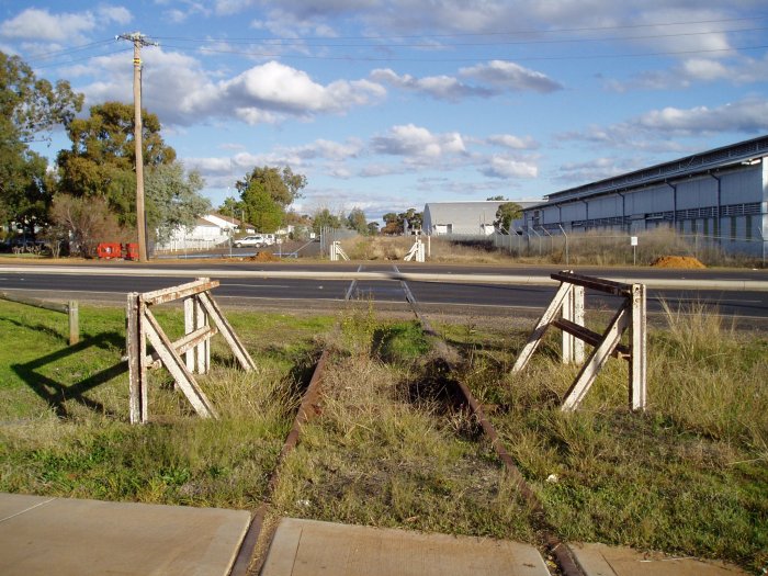 The view looking south where the former Molong - Dubbo line crosses Cobra Street.