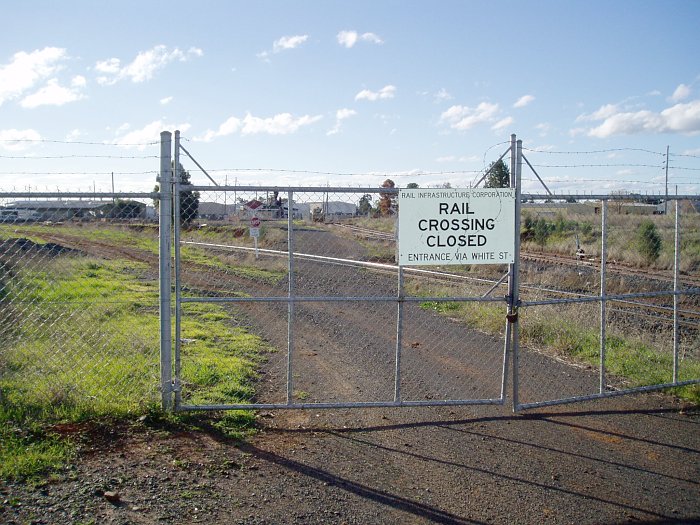 The view looking north at Dubbo East Junction. The track on the left leads to Dubbo station, with the one on the right heading towards Binnaway and Conamble.