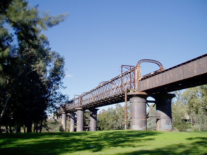 The view of the eastern side of the Macquarie River bridge.