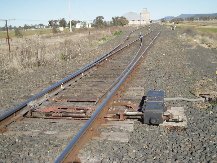 The motorised points at the down end of the yard, controlled by a Drivers Pushbutton Control Box.
