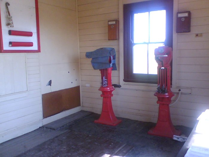 The staff instruments inside the signal box.