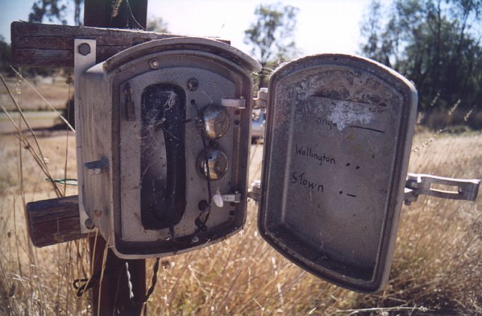 
The signal telephone still shows the "bell codes" for the nearby locations
of Orange, Wellington and Stuart Town.
