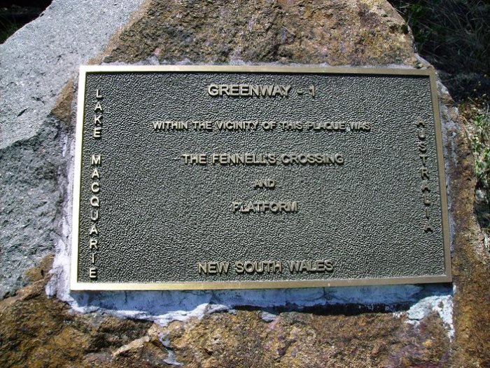 A plaque commemorating the location of Fennells platform.