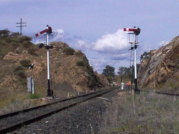 
The approach to the junction, looking towards Werris Creek.  The line on
the left is from Narrabri and the north-west, and the line on the right 
is from Binnaway.
