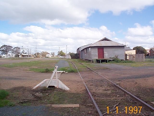 The view looking along the silo siding. The station is visible in the distance.
