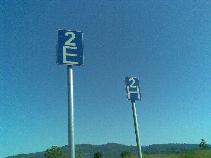 The newer two car Endeavour and Hunter markers, for where to stop the train.