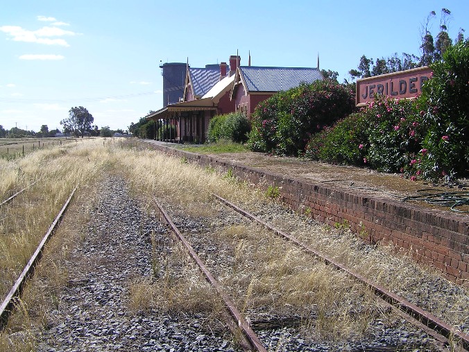 
The view looking south along the overgrown yard and station.
