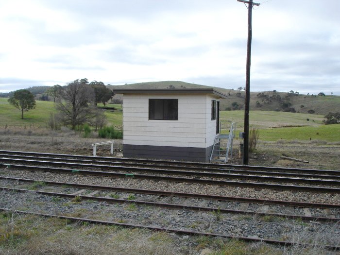 The signal box stands where the island platform once resided.