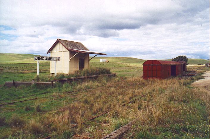 
Jincumbilly station and the remains of 2 louvred wagons.
