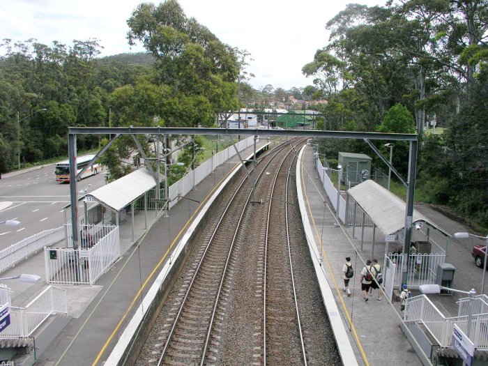 The view looking south towards Sydney from the pedestrian footbridge.