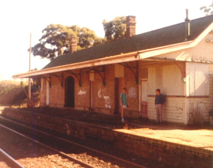 The station bulding on the up platform, looking in the direction of Singleton.