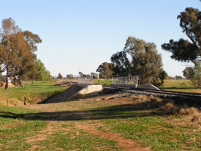 The view looking east at the eastern end of the yard to the bridge over Brookong Creek.