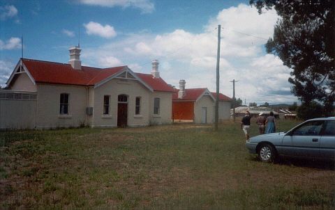 
The rear of the brick station building, which was in good condition in 1999,
when the line was still closed.
