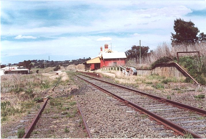
The view looking back in the direction of Sydney, showing the loading
bank which was served by the dock siding.
