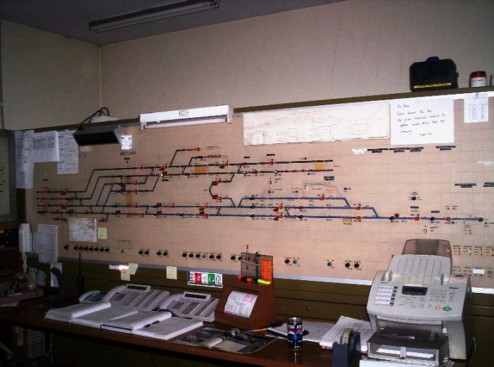 A view of the inside of Maitland signal box.