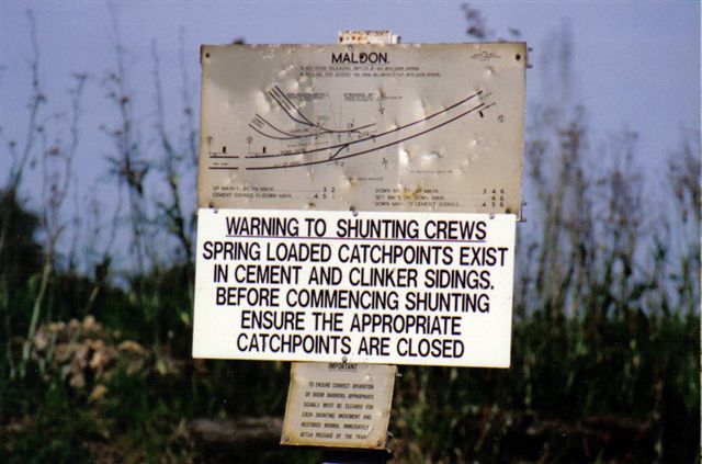 The shunter's diagram near the entrance to the cement works sidings.