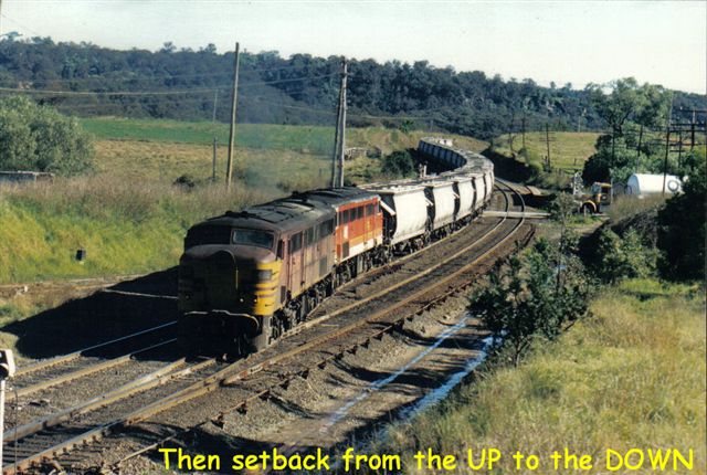 The Up train is setting back from the up main to the down main line.