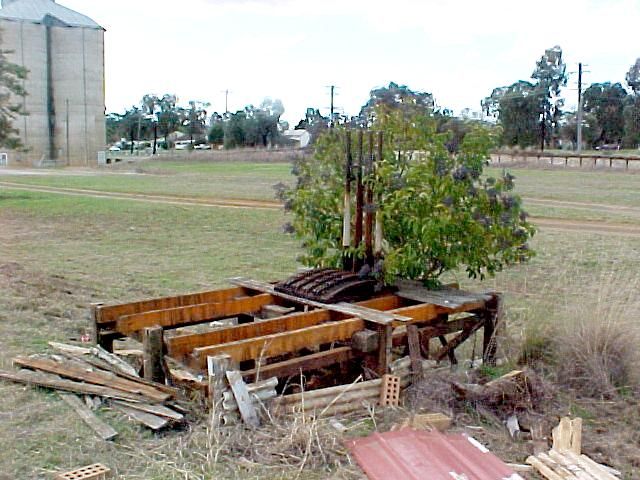 
The remains of the lever frame are standing on the platform.
