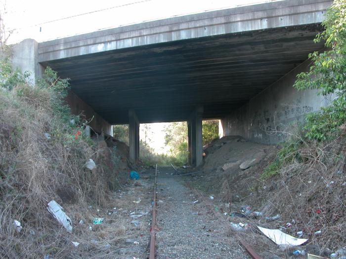 This view looking back under the Pacific Highway overbridge towards the Allowrie factory.