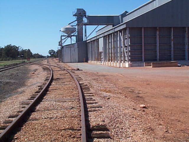 The view looking east towards the large grain bunker.