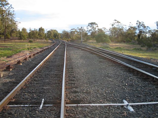 
The view of the junction between the cross-country line to Dubbo
(on the left) and the line to Wallerawang and Sydney (on the right).
