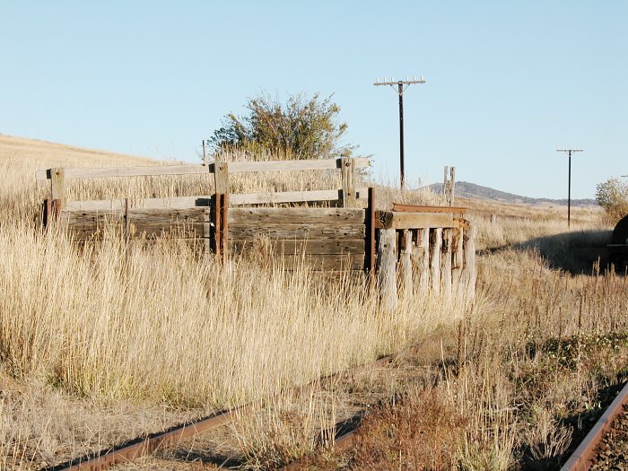 The remains of a cattle loading platform in the yard.
