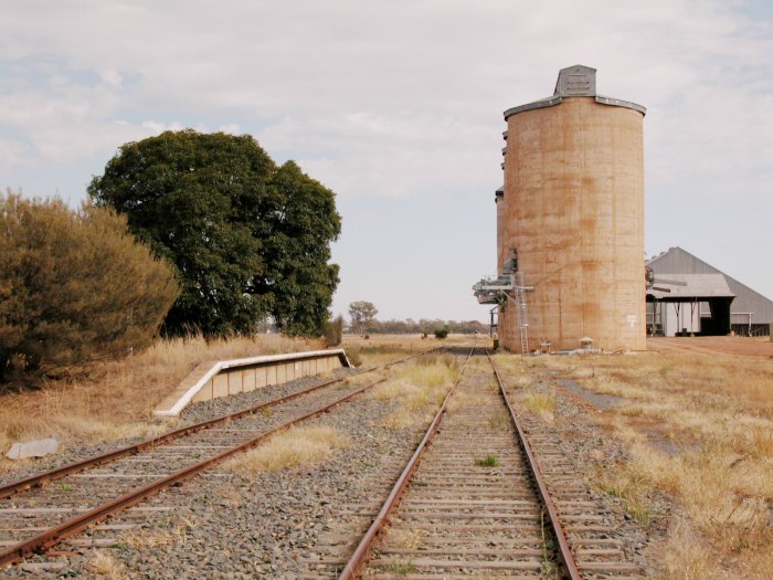 The view looking down the line showing the platform and silos.