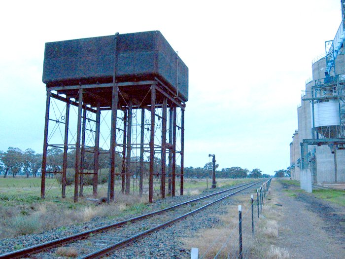 The view looking north showing the water tank and column.