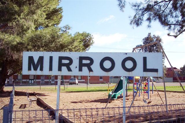 
The Mirrool station sign has been removed to a playground adjacent to the
local hotel which can be seen in the background
