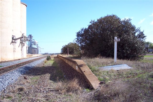 
The disused Mirrool passenger platform, from which an annual "kick a football
over the silos" competition is held annually.
