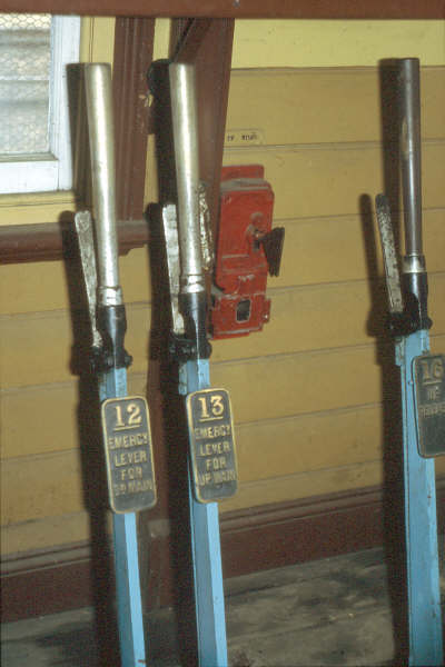 Somewhat rare emergency levers used in unmanned boxes such as here at Mittagong Junction.