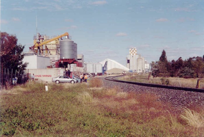 A closer view of the approaches to the silos.