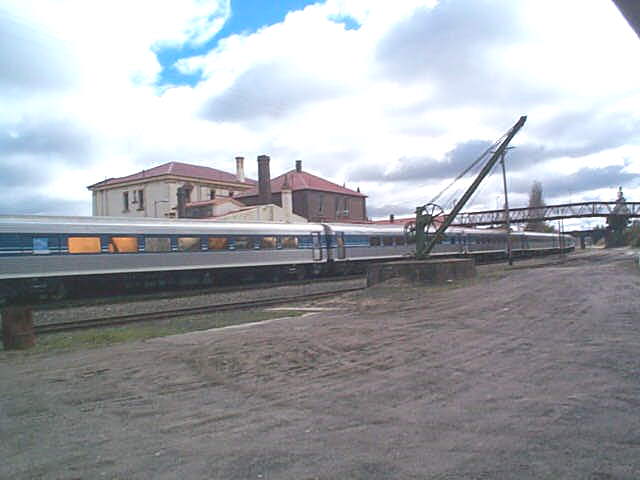 
A Countrylink XPT pauses at the station before continuing its journey.
The jib crane is a relic from earlier days.

