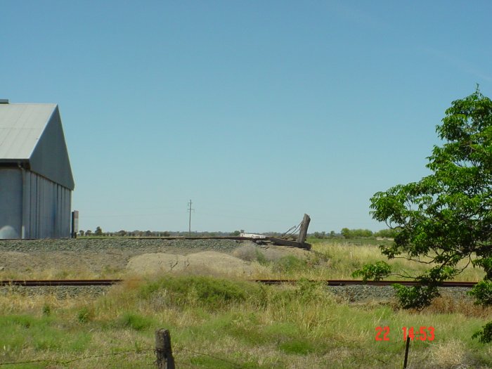
The main line and grain siding at the western end of the yard.
