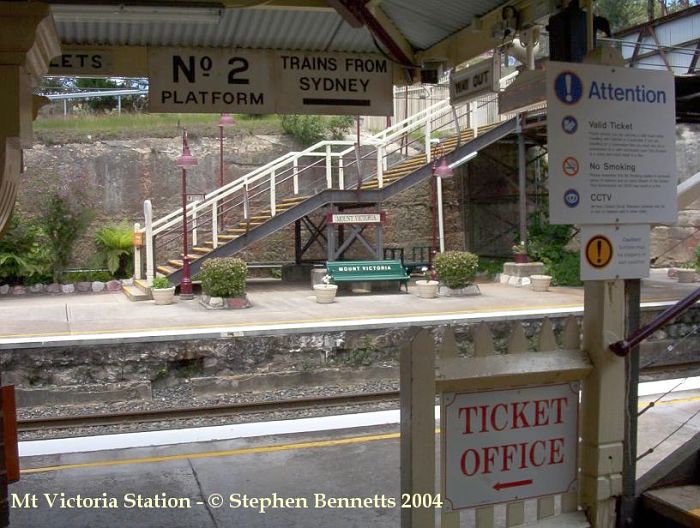 
A collection of modern and older signs at the entrance to the station
on platform 2.
