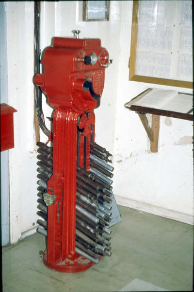 An electric staff instrument inside the signal box.