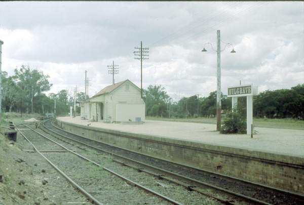 Mulgrave station in 1984. The track in the foreground is the goods siding, with the loading bank just visible on the left.