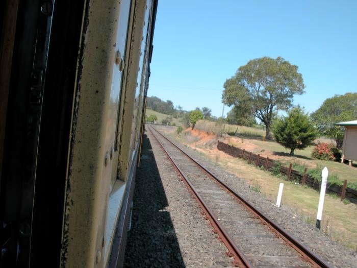 The 1/2km marker marks the position of the former station at Nana Glen. The station itself was located on the other side of the train.