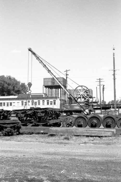 The jib crane, with 2 elevated water tanks in the background.