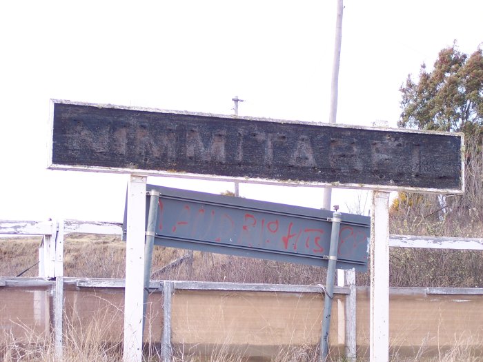 A close-up view of the station name board.