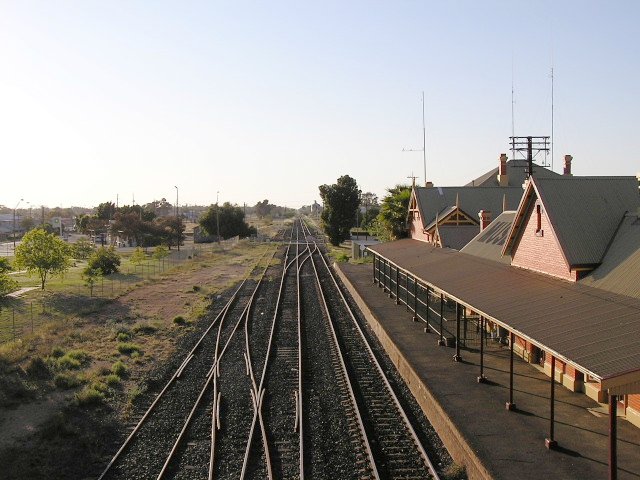 The view looking east from the pedestrian footbridge.