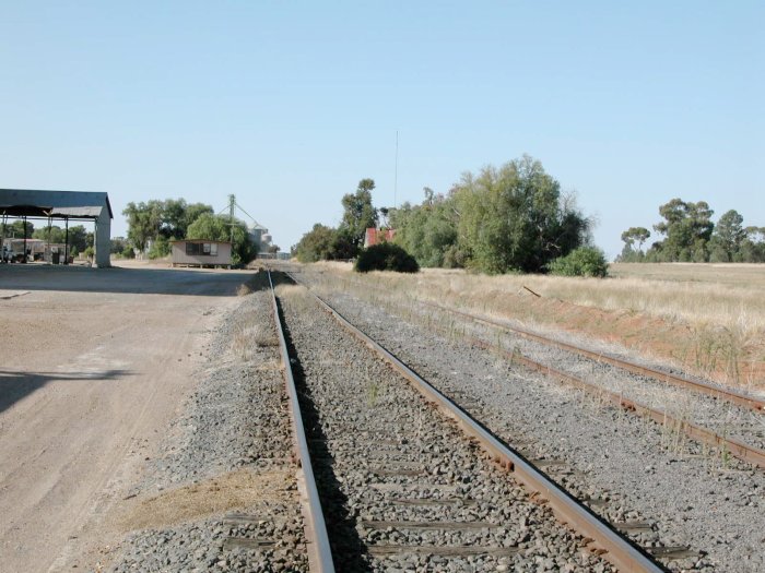 The view looking north along the broad gauge track.  The former station was on the far right, along with the standard gauge tracks.