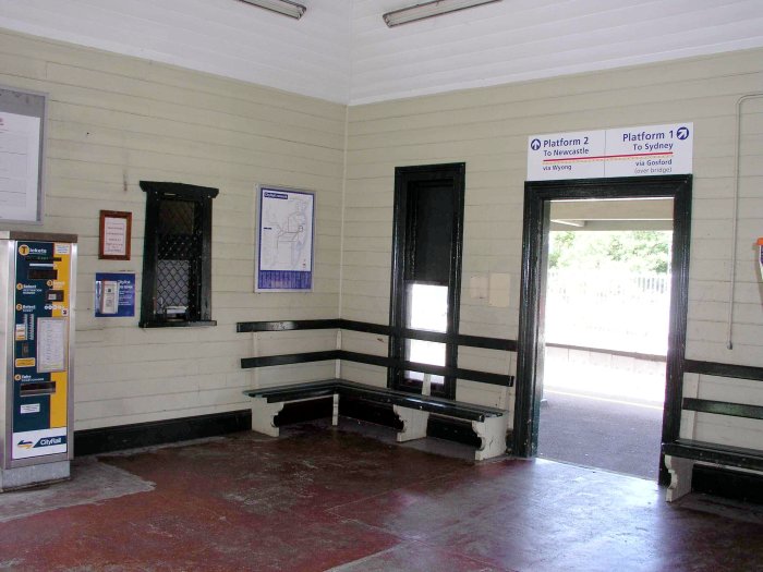 The interior of the down platform waiting room.