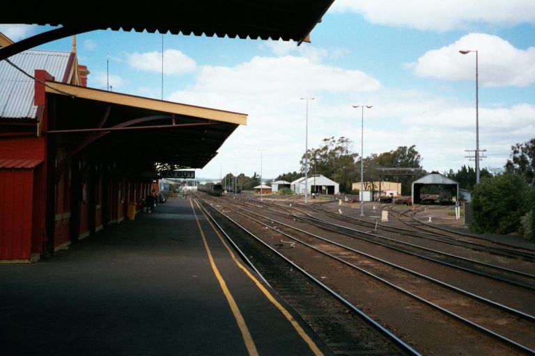
The platform and yard at Parkes station.
